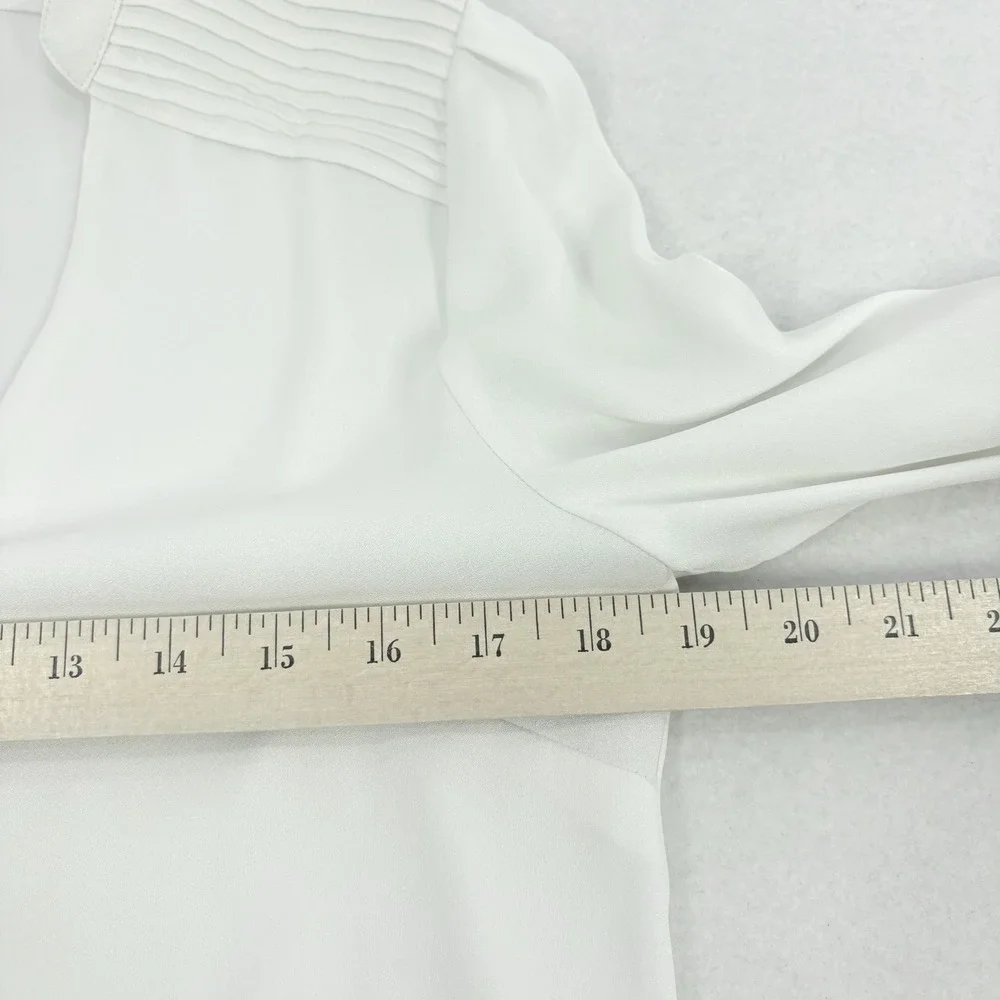 Mango Suit Blouse Womens XS White V-Neck Pleated Office Minimal 90s Capsule MJ